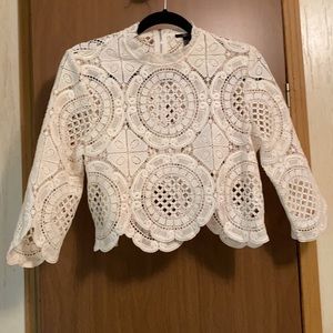 Cropped Lace Boho Blouse